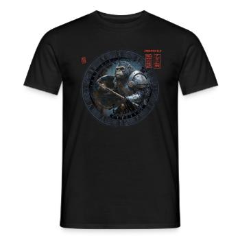 Boardgame Shirt, Board Game, Angry Monkey Axeman - Men's T-Shirt - black - Front - AI Model Male 178 light (178cm)