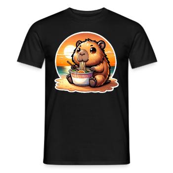 Capybara Ramen Kawaii Anime - Männer T-Shirt - Schwarz - Vorne - AI Model Male 178 light (178cm)