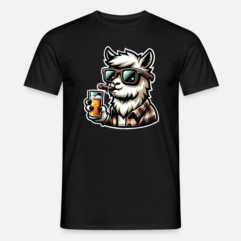 Alpaka Bier - Männer T-Shirt - Schwarz