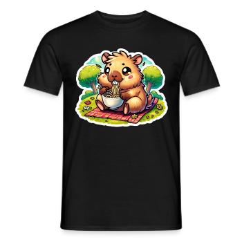 Capybara Ramen Kawaii Anime - Männer T-Shirt - Schwarz - Vorne - AI Model Male 178 light (178cm)