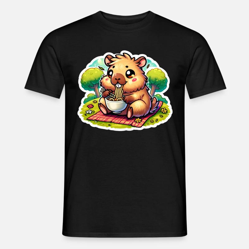 Capybara Ramen Kawaii Anime - Männer T-Shirt - Schwarz