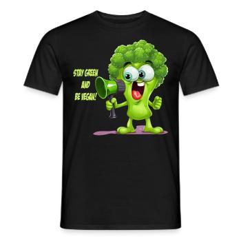 Stay Green - Veganes Essen Brokkoli Design - Männer T-Shirt - Schwarz - Vorne - AI Model Male 178 light (178cm)