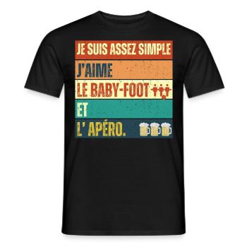 J' aime le baby-foot et l' apéro cadeau vintage - T-shirt homme - noir - Devant - AI Model Male 178 light (178cm)