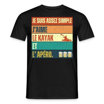 J' aime le kayak et l' apéro humour kayakiste - T-shirt homme - noir - Devant - AI Model Male 178 light (178cm)