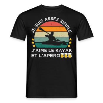 J' aime le kayak et l' apéro humour kayakiste - T-shirt homme - noir - Devant - AI Model Male 178 light (178cm)