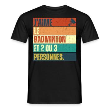 J' aime le badminton humour badiste cadeau vintage - T-shirt homme - noir - Devant - AI Model Male 178 light (178cm)