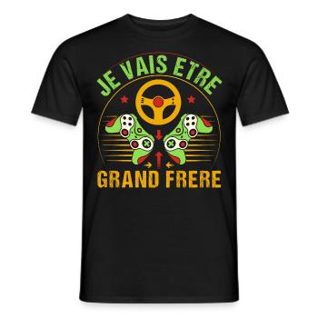 Futur Grand Frère Annonce Naissance Geek Gamer - T-shirt homme - noir - Devant - AI Model Male 178 light (178cm)