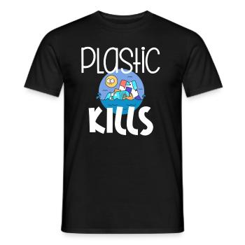Plastic Kills Umwelt Recycling - Männer T-Shirt - Schwarz - Vorne - AI Model Male 178 light (178cm)
