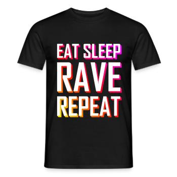 EAT SOMMEIL RAVE REPEAT Festival 3D police - T-shirt homme - noir - Devant - AI Model Male 178 light (178cm)