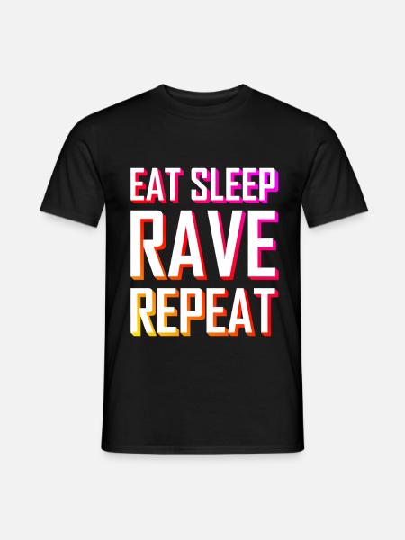 EAT SLEEP RAVE REPEAT Festival 3D font - Men's T-Shirt - black
