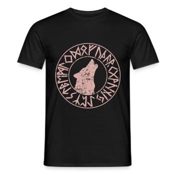 Viking Norse mythology Futhark Fenris Wolf - Men's T-Shirt - black - Front - AI Model Male 178 light (178cm)