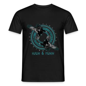 Hugin and Munin Ravens Odin Norse Mythology - Men's T-Shirt - black - Front - AI Model Male 178 light (178cm)