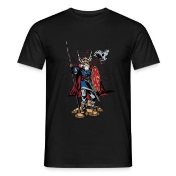 Viking warrior Odin Norse mythology - Men's T-Shirt - black - Front - AI Model Male 178 light (178cm)