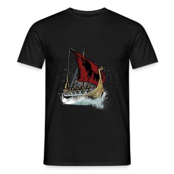 Viking ship - Men's T-Shirt - black - Front - AI Model Male 178 light (178cm)