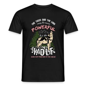 Wolf quote saying lion and tiger circus - Men's T-Shirt - black - Front - AI Model Male 178 light (178cm)