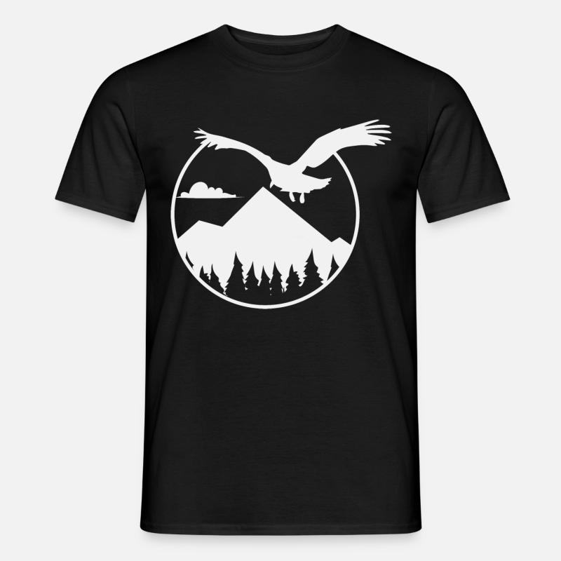 Adler und Berge - Eagle and Mountain - Männer T-Shirt - Schwarz