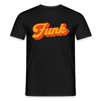 Funk Music in Yellow Orange - Men's T-Shirt - black - Front - AI Model Male 178 light (178cm)