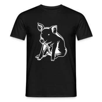 Pig Sow Boar Silhouette - Men's T-Shirt - black - Front - AI Model Male 178 light (178cm)