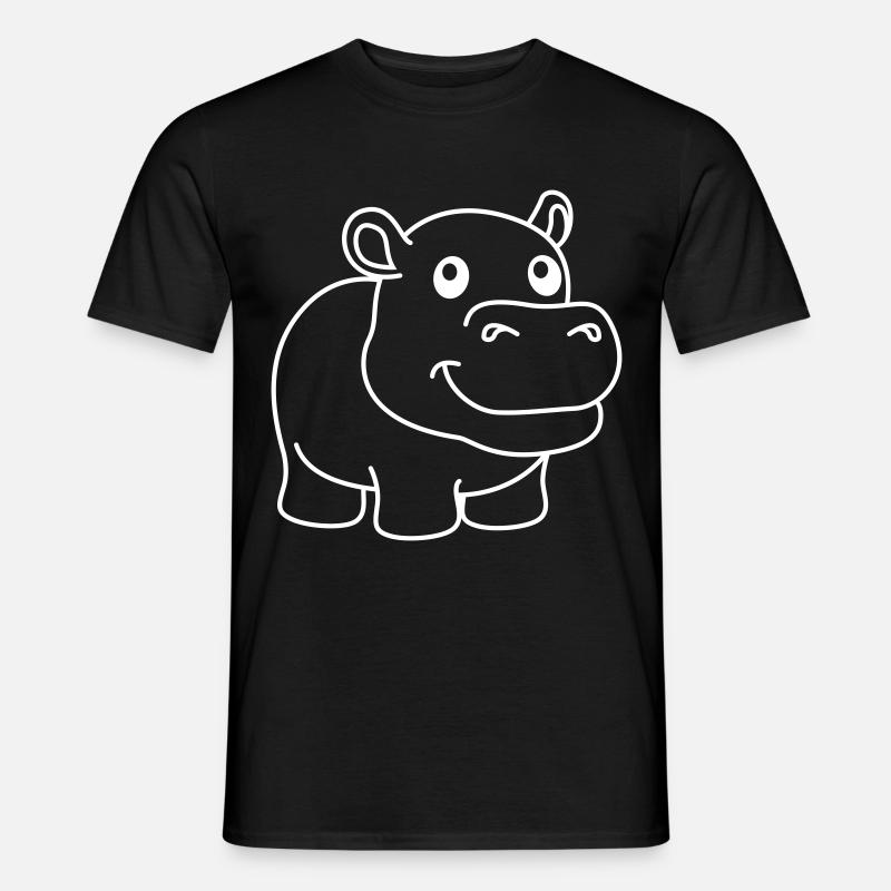 Nilpferd Comic Tier - Männer T-Shirt - Schwarz
