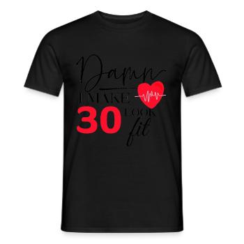 30 Verjaardag - Funny Fitness Birthday Saying - Heren T-shirt - zwart - Voor - AI Model Male 178 light (178cm)