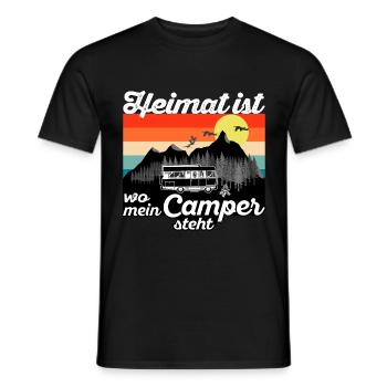 Home is where my camper stands -Sunset Design - Men's T-Shirt - black - Front - AI Model Male 178 light (178cm)