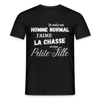 j'aime la chasse et ma petite fille - T-shirt homme - noir - Devant - AI Model Male 178 light (178cm)