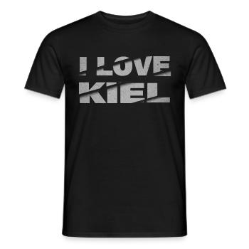 Kiel Germany City Font Skyline I Love - Men's T-Shirt - black - Front - AI Model Male 178 light (178cm)