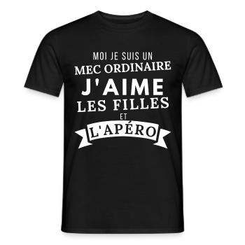 J'aime les filles et l' apéro humour homme cadeau - T-shirt homme - noir - Devant - AI Model Male 178 light (178cm)