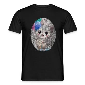 Kätzchen Katze mit Luftballon Gemälde - Männer T-Shirt - Schwarz - Vorne - AI Model Male 178 light (178cm)