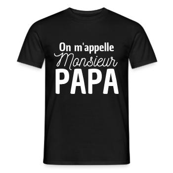 on m'appelle Monsieur Papa , cadeau humour papa - T-shirt homme - noir - Devant - AI Model Male 178 light (178cm)