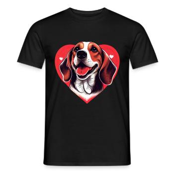 happy Beagle Dog mit Herz - Männer T-Shirt - Schwarz - Vorne - AI Model Male 178 light (178cm)