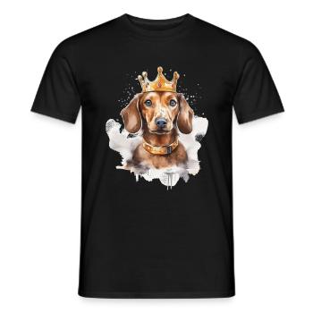 Teckel avec couronne - T-shirt homme - noir - Devant - AI Model Male 178 light (178cm)