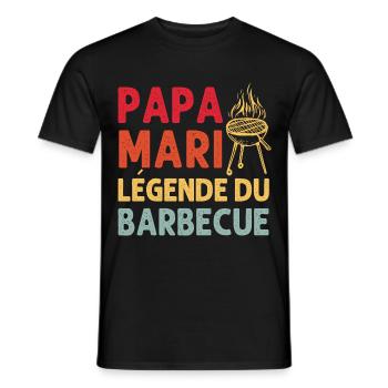 Papa mari légende du barbecue cadeau fête des père - T-shirt homme - noir - Devant - AI Model Male 178 light (178cm)