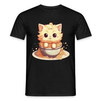 Kawai-Katze in einer Schüssel Ramen - Männer T-Shirt - Schwarz - Vorne - AI Model Male 178 light (178cm)
