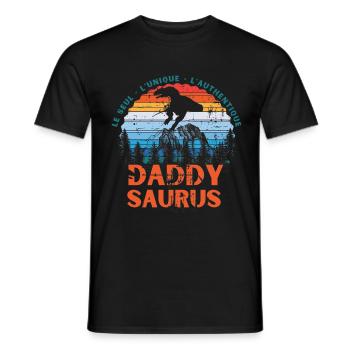 Daddy Saurus - T-shirt homme - noir - Devant - AI Model Male 178 light (178cm)