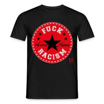 FUCK RACISM - Men's T-Shirt - black - Front - AI Model Male 178 light (178cm)