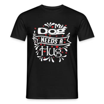 My dog needs a hug red hearts decorations - Men's T-Shirt - black - Front - AI Model Male 178 light (178cm)