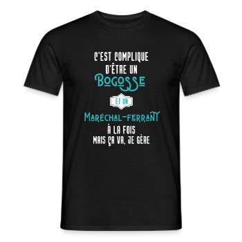C'est compliqué d'être Bogosse et Maréchal-ferrant - T-shirt homme - noir - Devant - AI Model Male 178 light (178cm)