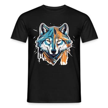 Geometric Wolf Head - Men's T-Shirt - black - Front - AI Model Male 178 light (178cm)