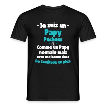 Papy Pêcheur, Maître de la Canne à Pêche - T-shirt homme - noir - Devant - AI Model Male 178 light (178cm)
