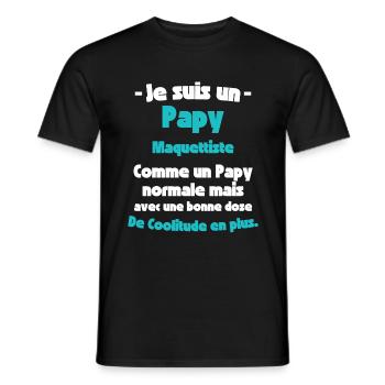 Papy Maquettiste, Créateur de Mondes Miniatures - T-shirt homme - noir - Devant - AI Model Male 178 light (178cm)