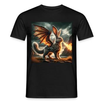 Feuerspeiender Hase Drache #03 - Männer T-Shirt - Schwarz - Vorne - AI Model Male 178 light (178cm)