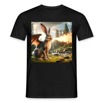 Feuerspeiender Hase Drache #08 - Männer T-Shirt - Schwarz - Vorne - AI Model Male 178 light (178cm)