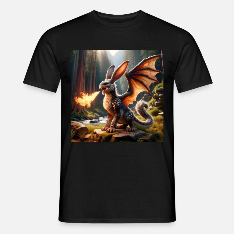 Feuerspeiender Hase Drache #11 - Männer T-Shirt - Schwarz