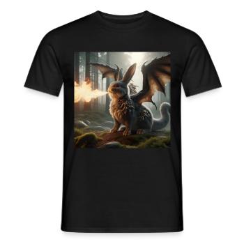 Feuerspeiender Hase Drache #06 - Männer T-Shirt - Schwarz - Vorne - AI Model Male 178 light (178cm)