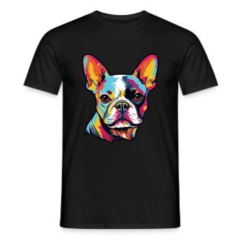 Bouledogue français coloré Frenchie Dog - T-shirt homme - noir - Devant - AI Model Male 178 light (178cm)