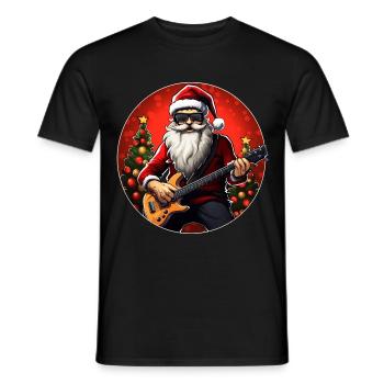 Guitarist Christmas - Men's T-Shirt - black - Front - AI Model Male 178 light (178cm)