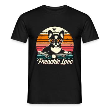 Frenchie Love Design rétro - T-shirt homme - noir - Devant - AI Model Male 178 light (178cm)
