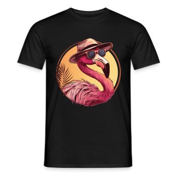 cooler rosa Flamingo Vogel im Urlaubsmodus - Männer T-Shirt - Schwarz - Vorne - AI Model Male 178 light (178cm)