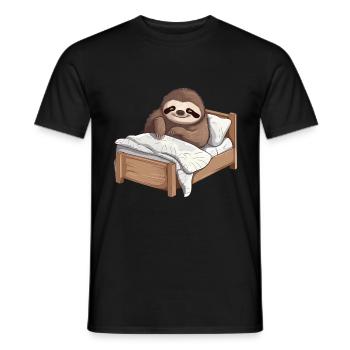 Sloth in Bed Chemise de nuit officielle - T-shirt homme - noir - Devant - AI Model Male 178 light (178cm)